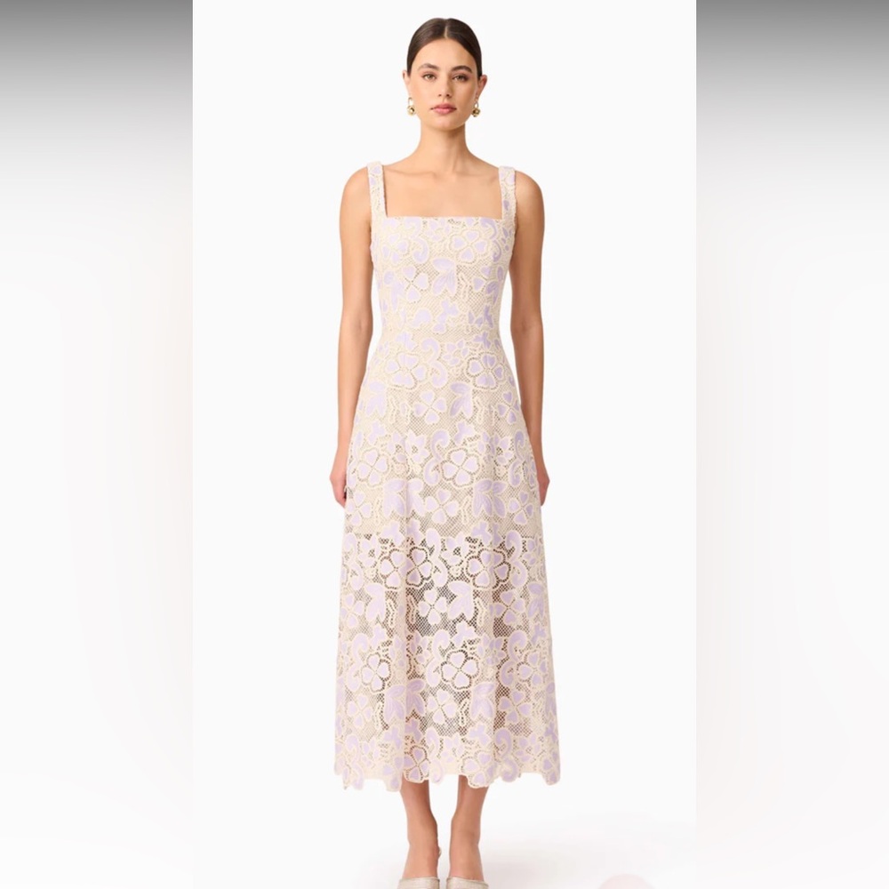 ELLIATT Jasmine A-Line Midi Dress in Purple & Beige (NEW with tags)